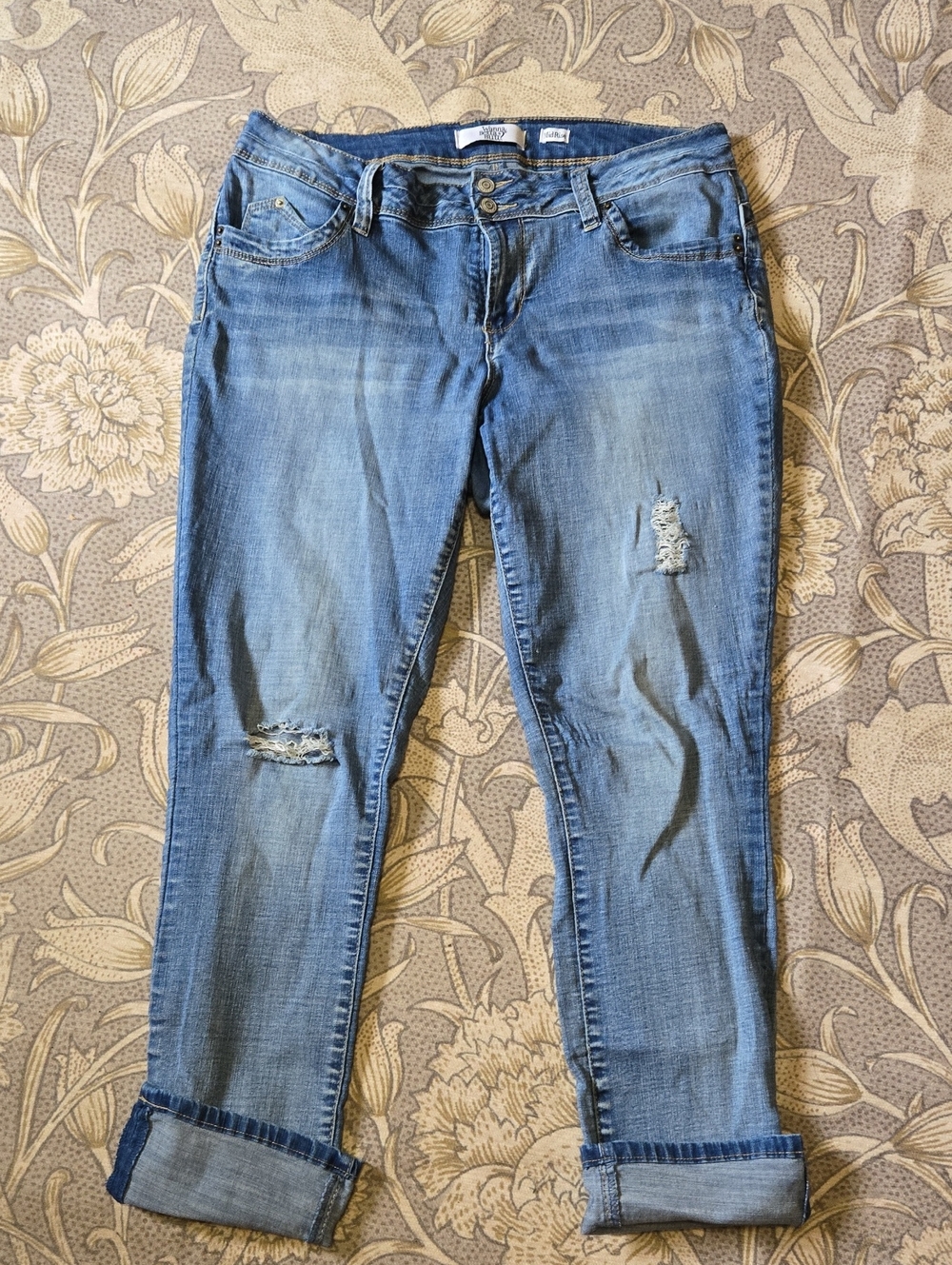 Women’s Distressed Blue Jeans - Classic Casual Fit YMI